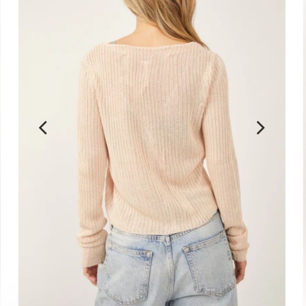 Free People Game On Cardigan in Light Pink- Size M - Picture 8 of 8
